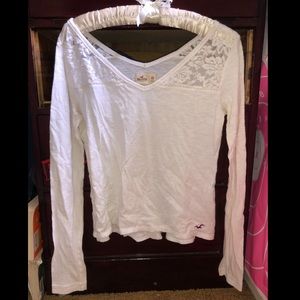 Hollister White Long Sleeve with Lace